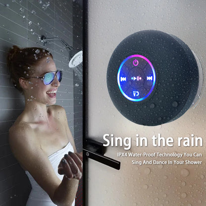 Bluetooth Speaker Portable Wireless Mini LED Speaker With Mic Suction Cup IPX4 Waterproof Resistant For Travel Outdoor Bathroom